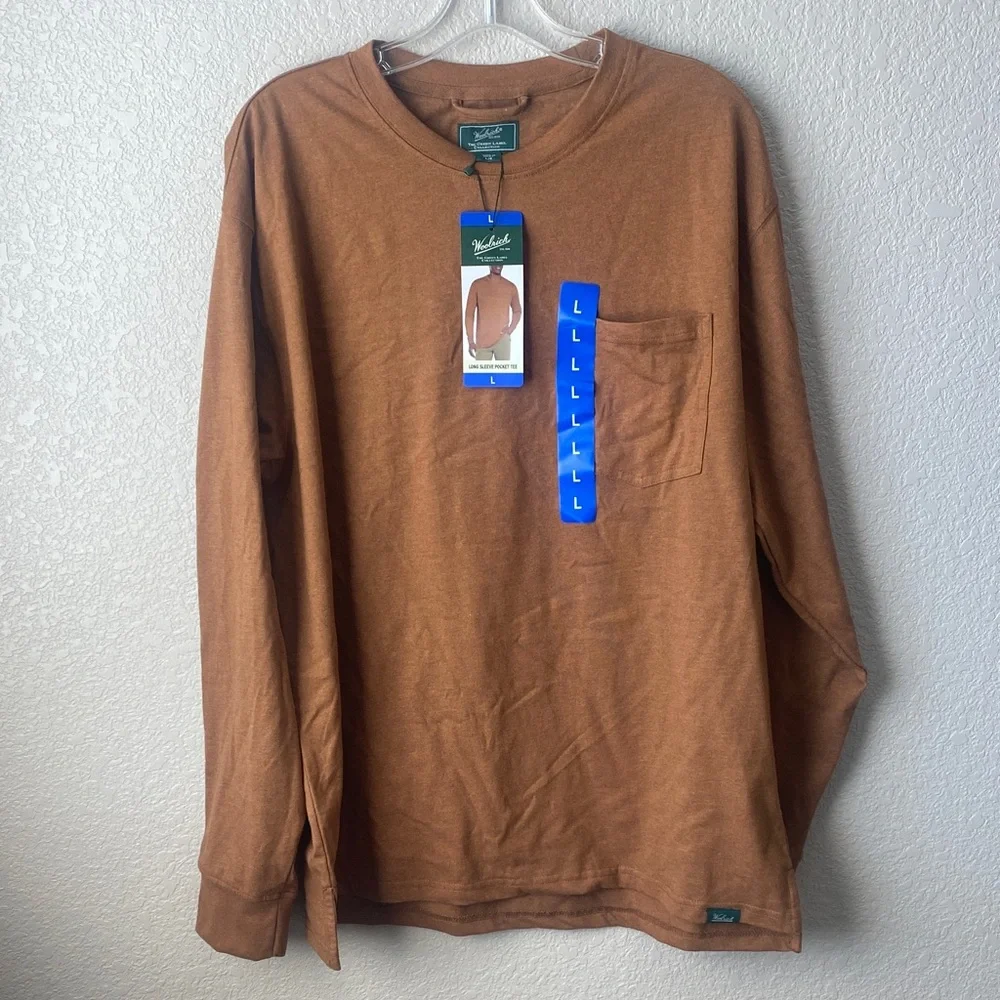 Woolrich Long Sleeve Pocket Tee Mens Large Brown Casual Everyday‎ Top - Picture 7 of 9